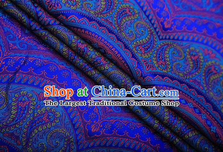 Chinese Traditional Pattern Design Royalblue Brocade Fabric Cheongsam Satin Tapestry Drapery