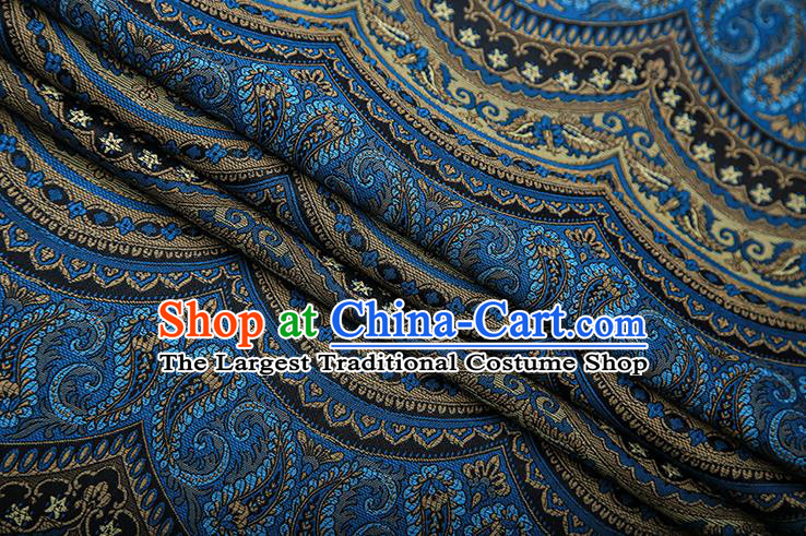 Chinese Traditional Pattern Design Peacock Blue Brocade Fabric Cheongsam Satin Tapestry Drapery