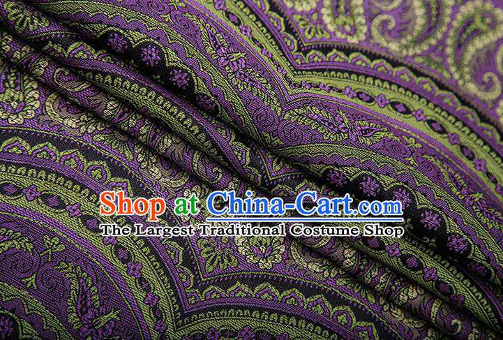 Chinese Traditional Pattern Design Purple Brocade Fabric Cheongsam Satin Tapestry Drapery