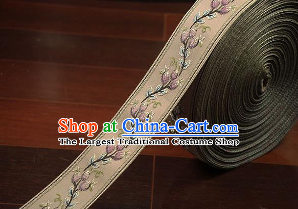 Chinese Traditional Embroidered Brown Braid Band Decorative Border Collar Accessories