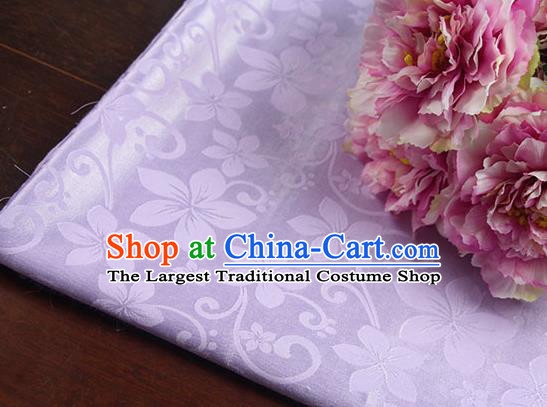 Chinese Traditional Peach Flowers Pattern Design Lilac Brocade Fabric Hanfu Dress Satin Drapery