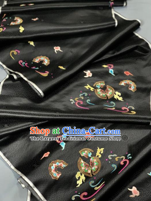 Chinese Classical Embroidered Pattern Design Black Silk Fabric Asian Traditional Hanfu Brocade Material