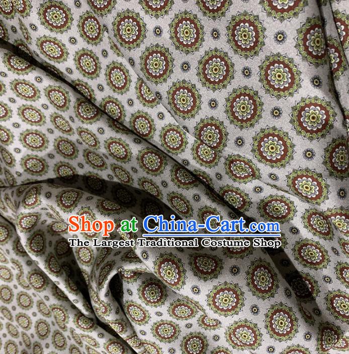 Chinese Traditional Flowers Design Pattern Light Grey Silk Fabric Cheongsam Mulberry Silk Drapery