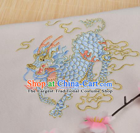 Chinese Traditional Embroidered Kylin White Cloth Applique Accessories Embroidery Patch