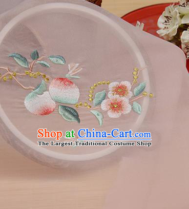 Chinese Traditional Embroidered Peach Flower Pink Chiffon Applique Accessories Embroidery Patch