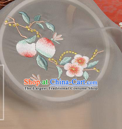 Chinese Traditional Embroidered Peach Flower Light Grey Chiffon Applique Accessories Embroidery Patch