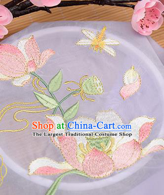 Chinese Traditional Embroidered Lotus Lilac Chiffon Applique Accessories Embroidery Patch