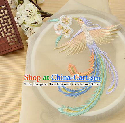 Chinese Traditional Embroidered Phoenix Beige Chiffon Applique Accessories Embroidery Patch