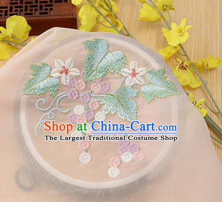 Chinese Traditional Embroidered Grape Leaf Orange Chiffon Applique Accessories Embroidery Patch