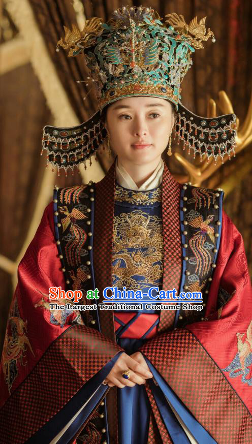 Chinese Ancient Crown Princess Embroidered Dress Drama Empress of the Ming Dynasty Dauphine Replica Costumes and Headpiece for Women