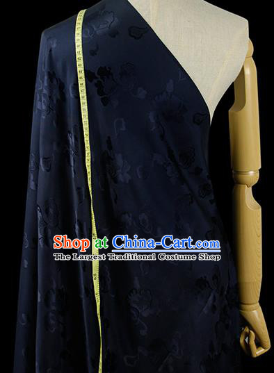 Chinese Classical Pattern Design Navy Silk Fabric Asian Traditional Hanfu Mulberry Silk Material