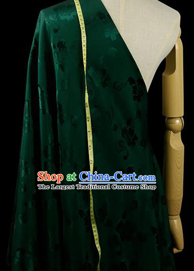 Chinese Classical Pattern Design Deep Green Silk Fabric Asian Traditional Hanfu Mulberry Silk Material