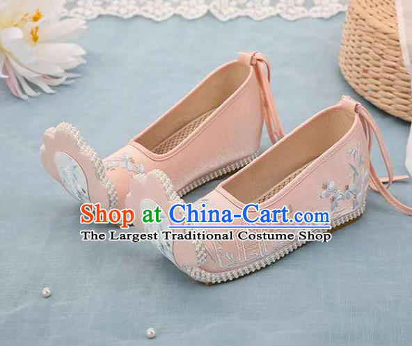 Chinese Pink Hanfu Shoes Women Shoes Opera Shoes Embroidered Shoes Princess Shoes