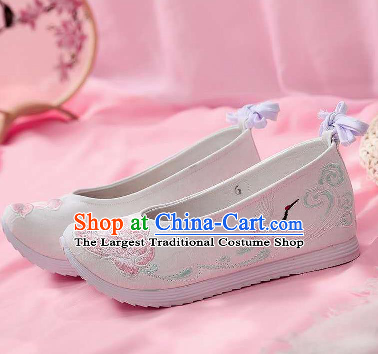 Chinese Embroidered Peony White Shoes Hanfu Shoes Women Shoes Opera Shoes Princess Shoes