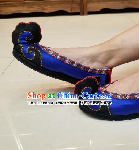 Traditional Chinese Ethnic Embroidered Royalblue Cloth Shoes National Shoes Hanfu Shoes for Women