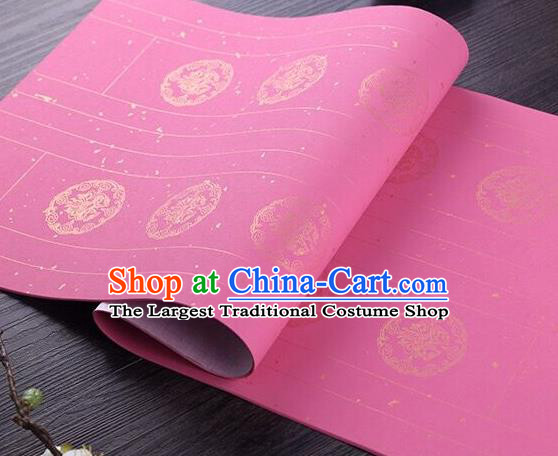 Chinese Traditional Spring Festival Couplets Calligraphy Pink Batik Paper Handmade Couplet Writing Art Paper