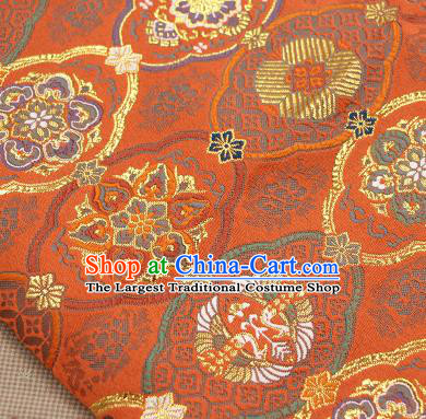 Asian Japanese Traditional Pattern Design Red Brocade Fabric Tapestry Satin