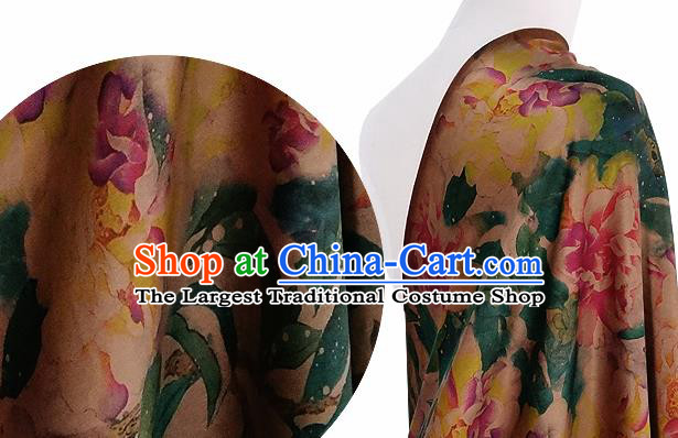 Chinese Classical Peony Pattern Design Deep Pink Silk Fabric Asian Traditional Hanfu Mulberry Silk Material