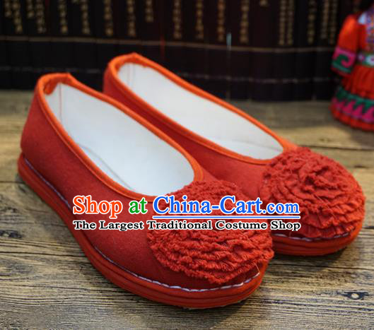 Traditional Chinese Red Cloth Shoes National Wedding Shoes Hanfu Shoes for Women