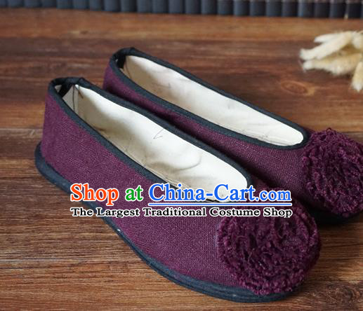 Traditional Chinese Purple Cloth Shoes National Wedding Shoes Hanfu Shoes for Women