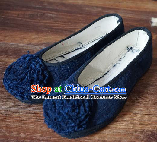 Traditional Chinese Navy Cloth Shoes National Wedding Shoes Hanfu Shoes for Women