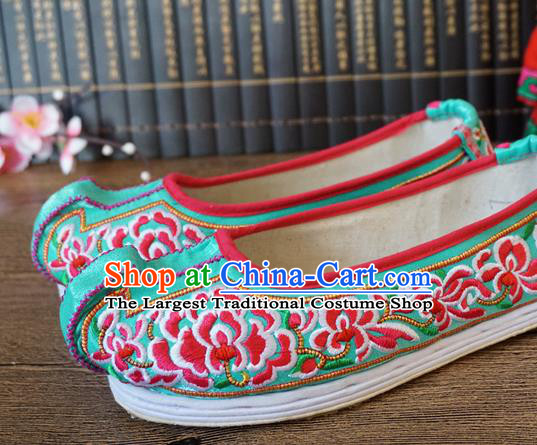 Traditional Chinese Wedding Green Embroidered Shoes Princess Shoes National Shoes Hanfu Shoes for Women