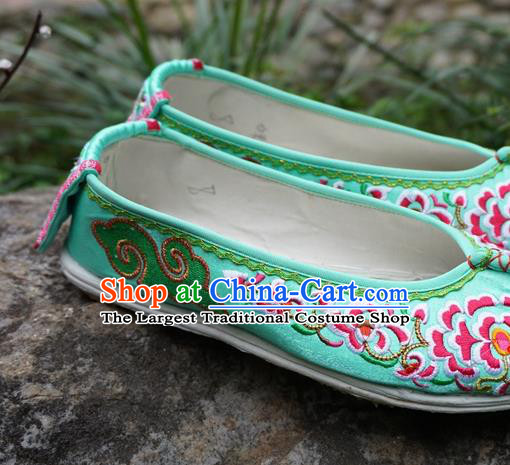 Traditional Chinese Wedding Embroidered Green Shoes National Ethnic Shoes Hanfu Shoes for Women