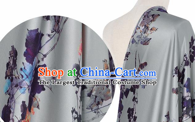 Chinese Classical Pattern Design Grey Silk Fabric Asian Traditional Hanfu Mulberry Silk Material