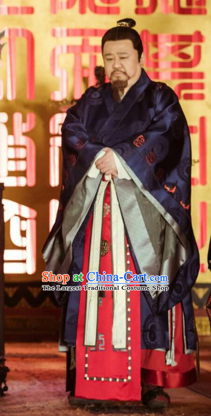 Chinese Ancient Ming Dynasty Crown Prince Drama Zhu Gaochi Replica Costumes and Headpiece Complete Set