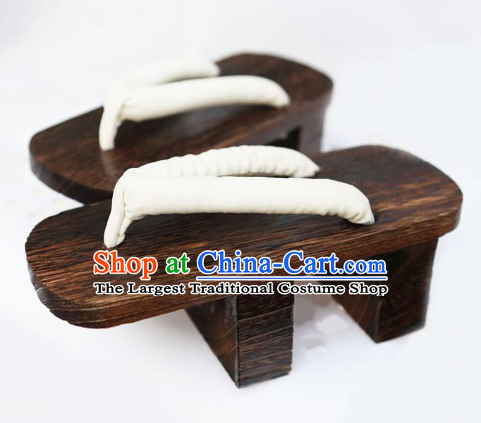 Traditional Japanese Geisha High Heel White Bidentate Clogs Slippers Asian Japan Geta Shoes for Women