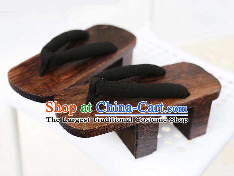 Traditional Japanese Geisha High Heel Black Bidentate Clogs Slippers Asian Japan Geta Shoes for Women