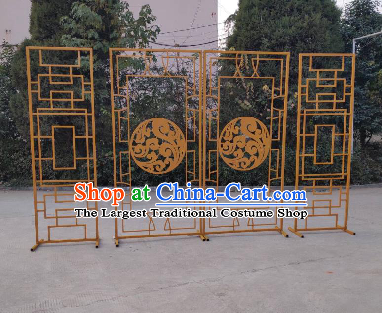 Handmade Chinese Golden Iron Art Folding Screens Traditional Wedding Decoration