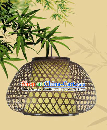 Chinese Traditional Black Bamboo Weaving Hanging Lanterns Handmade Lantern Lamp