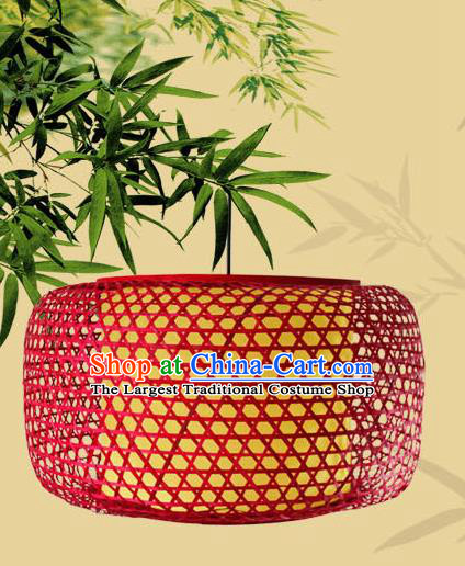 Traditional Chinese Red Bamboo Weaving Hanging Lanterns Handmade Lantern Scaldfish Lamp