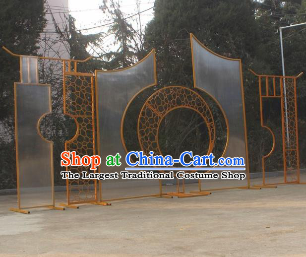 Handmade Chinese Iron Art Golden Folding Screens Traditional Wedding Decoration