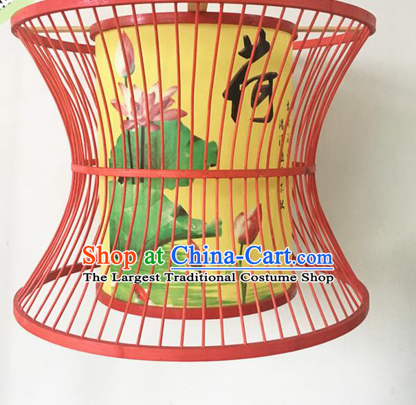 Traditional Chinese Printing Lotus Bamboo Art Hanging Lanterns Handmade Lantern Scaldfish Lamp