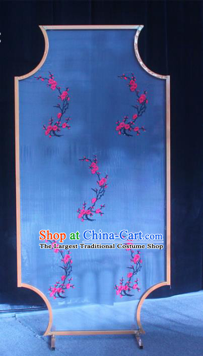 Handmade Chinese Embroidered Plum Blossom Folding Screens Traditional Wedding Decoration