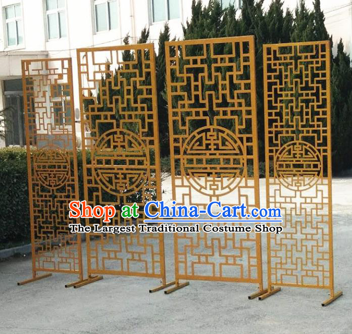 Handmade Chinese Golden Iron Art Folding Screens Traditional Wedding Decoration