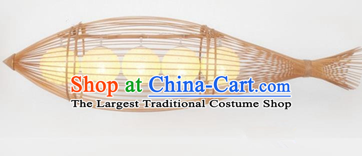 Traditional Chinese Handmade Fish Hanging Lanterns Palace Lantern Bamboo Art Scaldfish Lamp