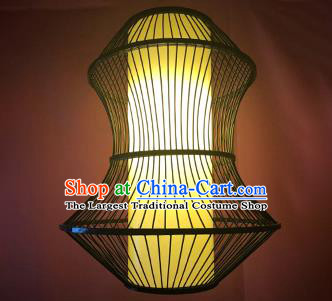 Chinese Traditional Black Bamboo Weaving Yellow Crane Tower Palace Lanterns Handmade Hanging Lantern Lamp