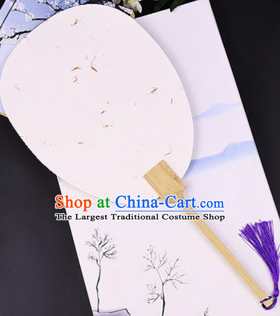 Chinese Traditional White Art Paper Palm Leaf Fans Handmade Round Fan for Women