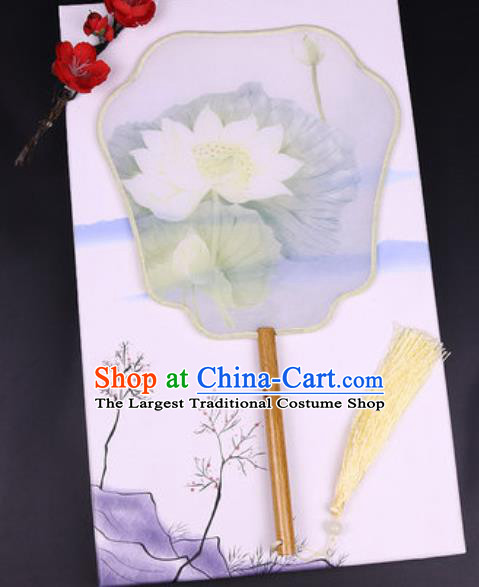Chinese Traditional Painting Lotus Palace Fans Handmade Classical Dance Silk Fan for Women