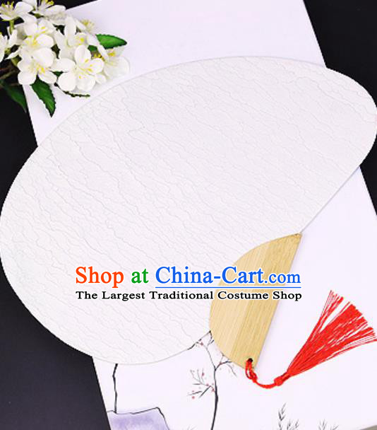 Chinese Traditional White Xuan Paper Fans Handmade Bamboo Plover Fan