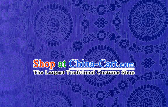 Chinese Classical Auspicious Pattern Design Royalblue Brocade Fabric Asian Traditional Hanfu Satin Material