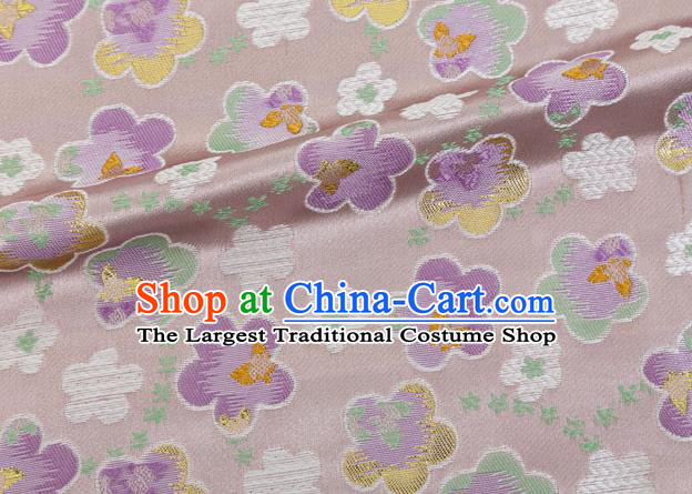 Japanese Traditional Oriental Cherry Pattern Design Lilac Brocade Fabric Asian Kimono Tapestry Satin