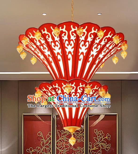 Asian Traditional Red Cloth Ceiling Lantern Thailand Handmade Lanterns Hanging Lamps