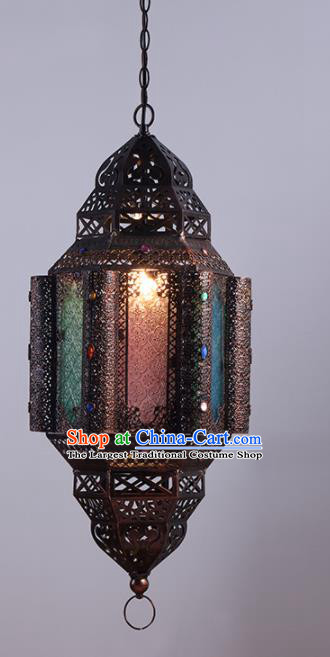 Asian Traditional Iron Grass Ceiling Lantern Thailand Handmade Lanterns Hanging Lamps