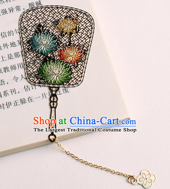 Traditional Chinese Chrysanthemum Fan Bookmarks China Craft Bookmark