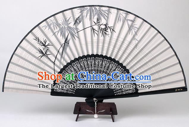 Traditional Chinese Handmade Printing Bamboo White Silk Folding Fan China Accordion Fan Oriental Fan