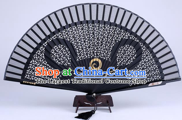 Traditional Chinese Handmade Carving Zodiac Rat Folding Fan China Bamboo Accordion Fan Oriental Fan